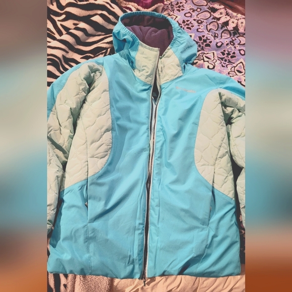 Columbia heat reflective winter jacket, teal, Youth Size L (14/16) - Picture 1 of 5